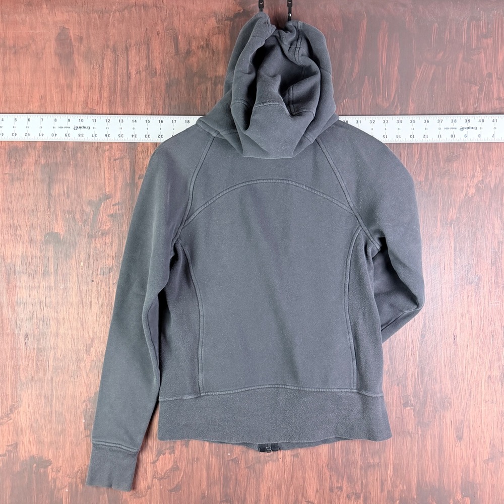 Lululemon Scuba Hoodie Full Zip Charcoal Grey Washed Black 8 Athletic Jacket - Picture 5 of 6
